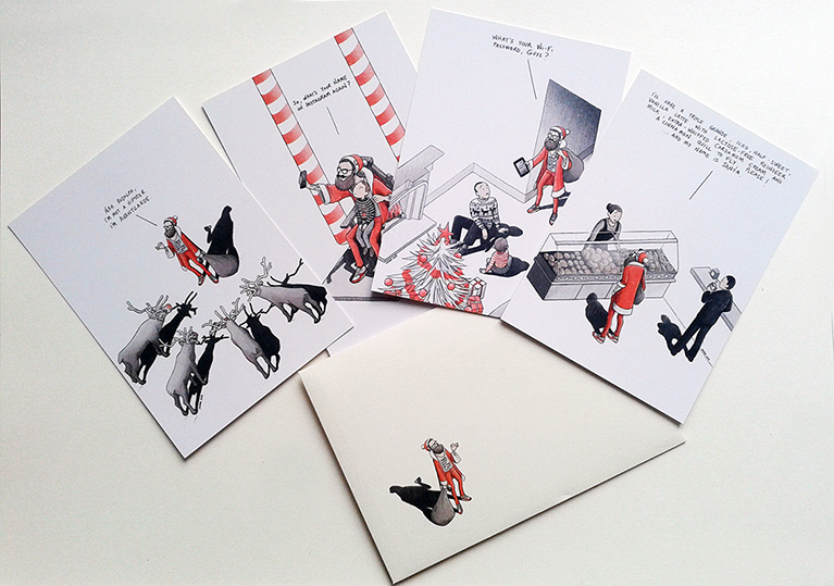 Hipster santa postcards for Avantgarde Agency by Danae Diaz
